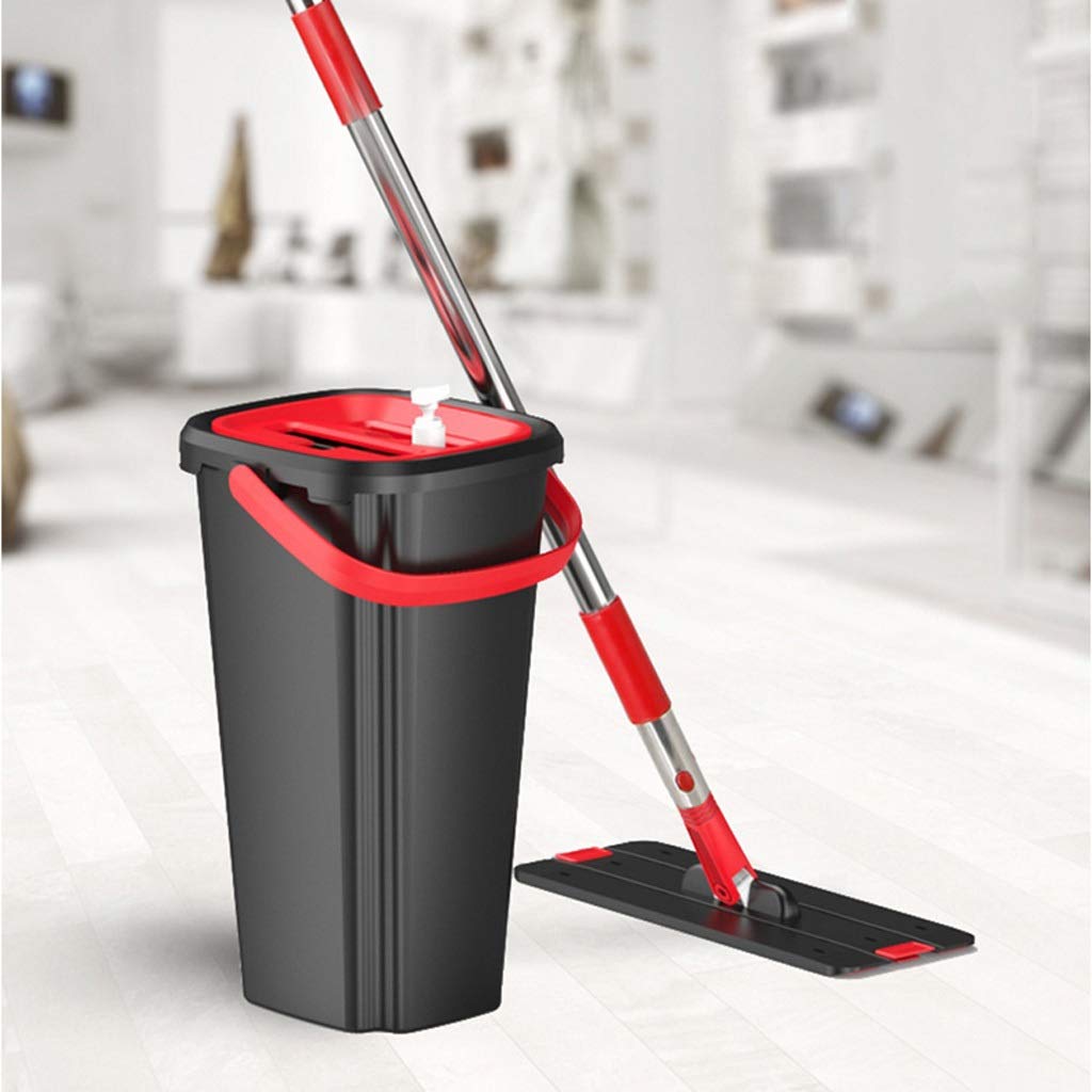 RajoNN Juego de fregona y Cubo para Suelo Plano para Limpieza de Suelos del hogar, Limpiador de Cocina, Almohadillas de Microfibra