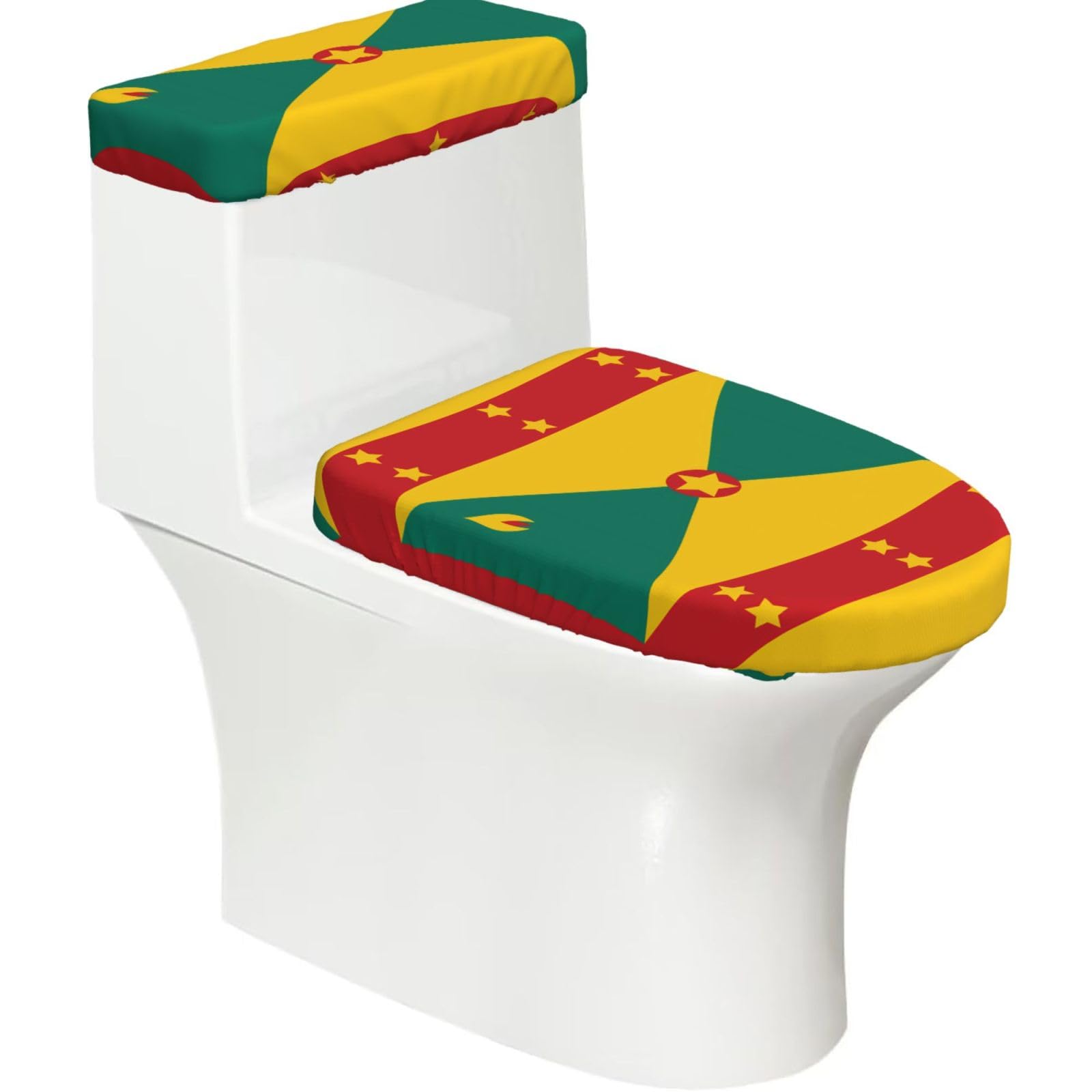 Mrowyc Black Flag Of Grenada Printed Toilet Seat Set - Set Of 2 - Universal Toilet Seat Cover - Housewarming Birthday Christmas Gift