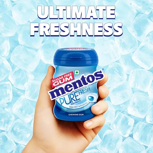 Image of Mentos Pure Fresh, Sugarfree Mint Flavour, Chewing Gum Bottle Pack, 327.6 g- Pack of 12