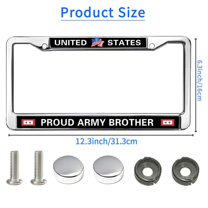 Image of USA Proud Military Brothers Customized License Plate Frames for American Soldiers Exclusive Stainless Steel License Plate Frames for Brothers