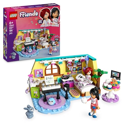 LEGO Friends Habitación de Paisley con Instrumentos Musicales (Guitarra, Piano y Micrófono) y Conejo de Juguete, Juego de rol con Mini Muñecas Paisley y Liann, Regalo para Niñas de 6 Años o Más 42647