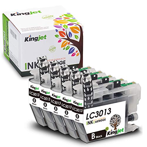 Kingjet Compatible Ink Cartridge Replacement for Brother LC3013 / LC3011 Use with MFC-J487DW MFC-J491DW MFC-J497DW MFC-J690DW MFC-J895DW Inkjet Printers (5 Black)
