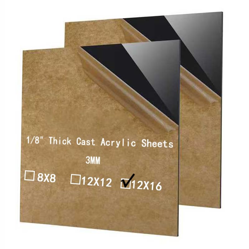 Plexiglass Sheets 1/8 in Black Cast Acrylic Sheet Polycarbonate 12X16