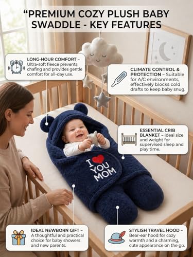 Image of BRANDONN Baby Blanket Newborn Gift Pack of Swaddle Wrapper, 0-9 Months, Length 68 cm x Width 68 cm