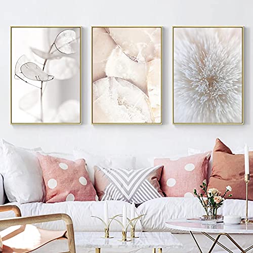 Affiches nordiques fleurs blanches pour salon moderne | Déco épurée