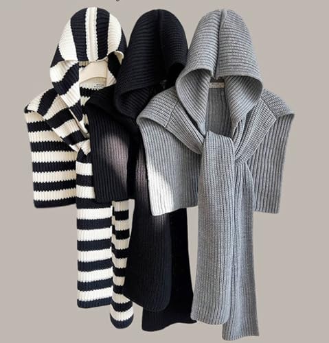 Women's Striped Knit Shawl Casual Warm Hooded Shawl Wraps Tops Travel Cozy Wrap Neck Warmer All Seasons 20253