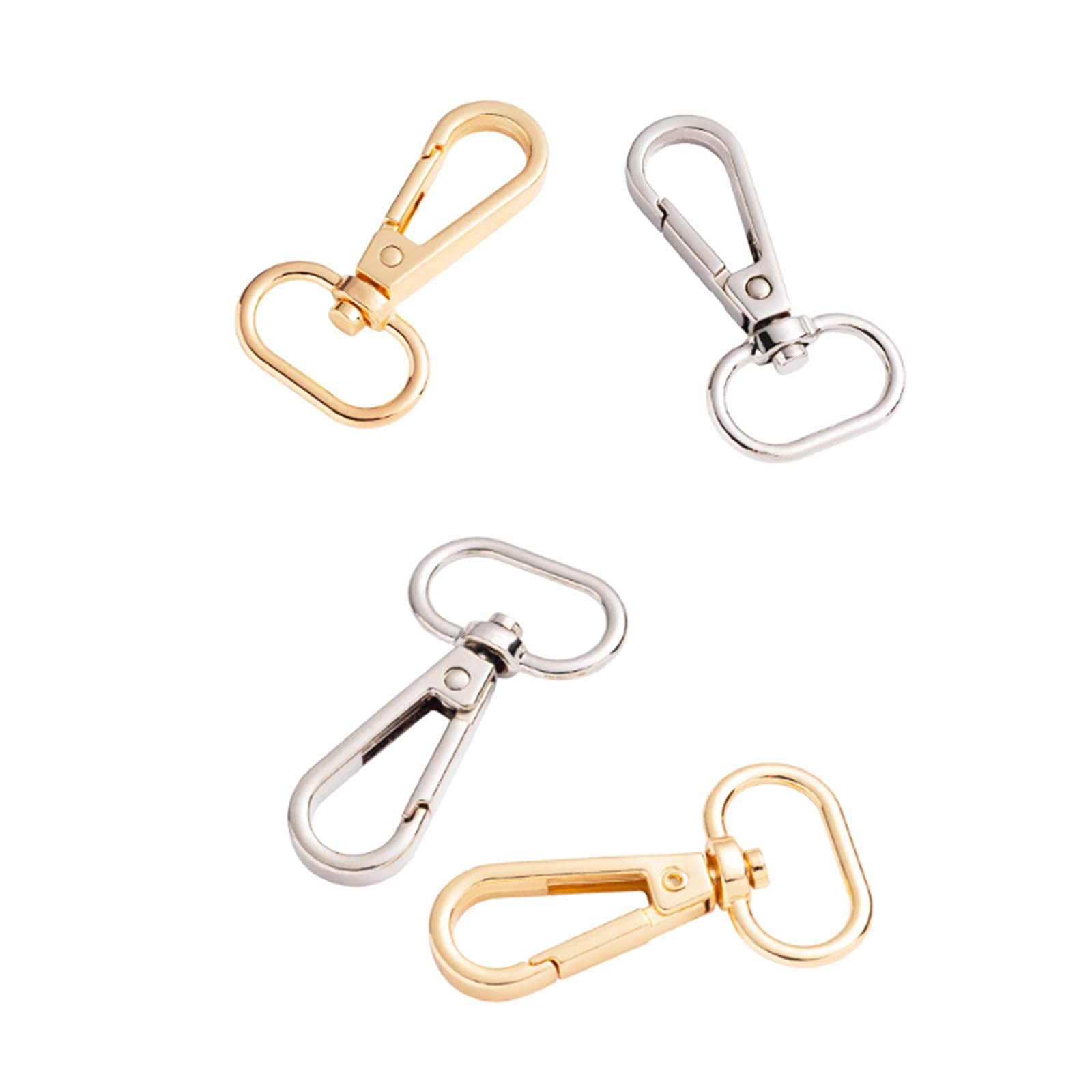 sylbx 20 stuks draaibare haken, sluiting, tas, sluitingen, draaibare karabijnhaken, handtas, karabijnhaken voor sieraden, handtassen, naaiprojecten en knutselen (goud/zilver