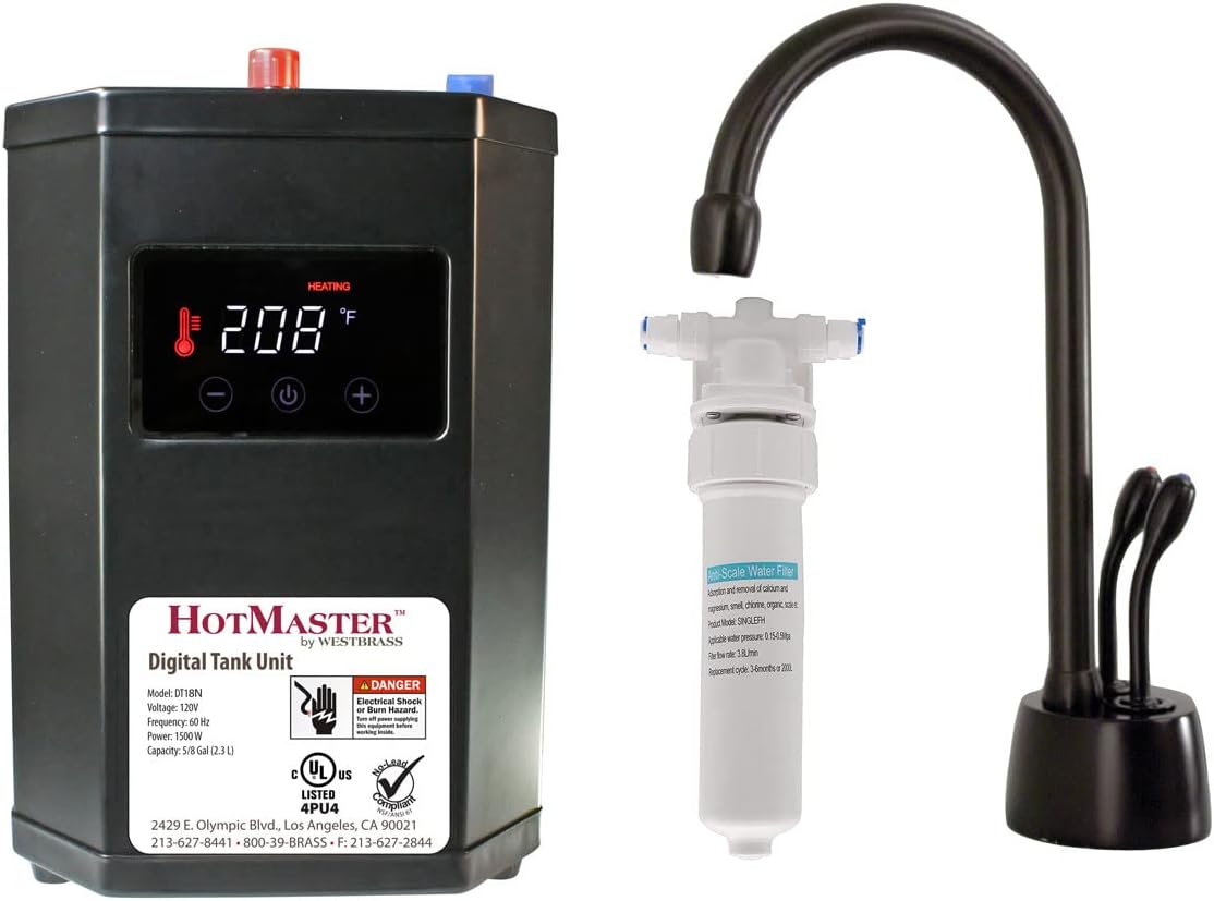 Westbrass ADT1F272-12 Develosah 9" 2-Handle Instant Hot and Cold Water Dispenser Faucet with HotMaster DigiHot Digital Tank System, Oil Rubbed Bronze