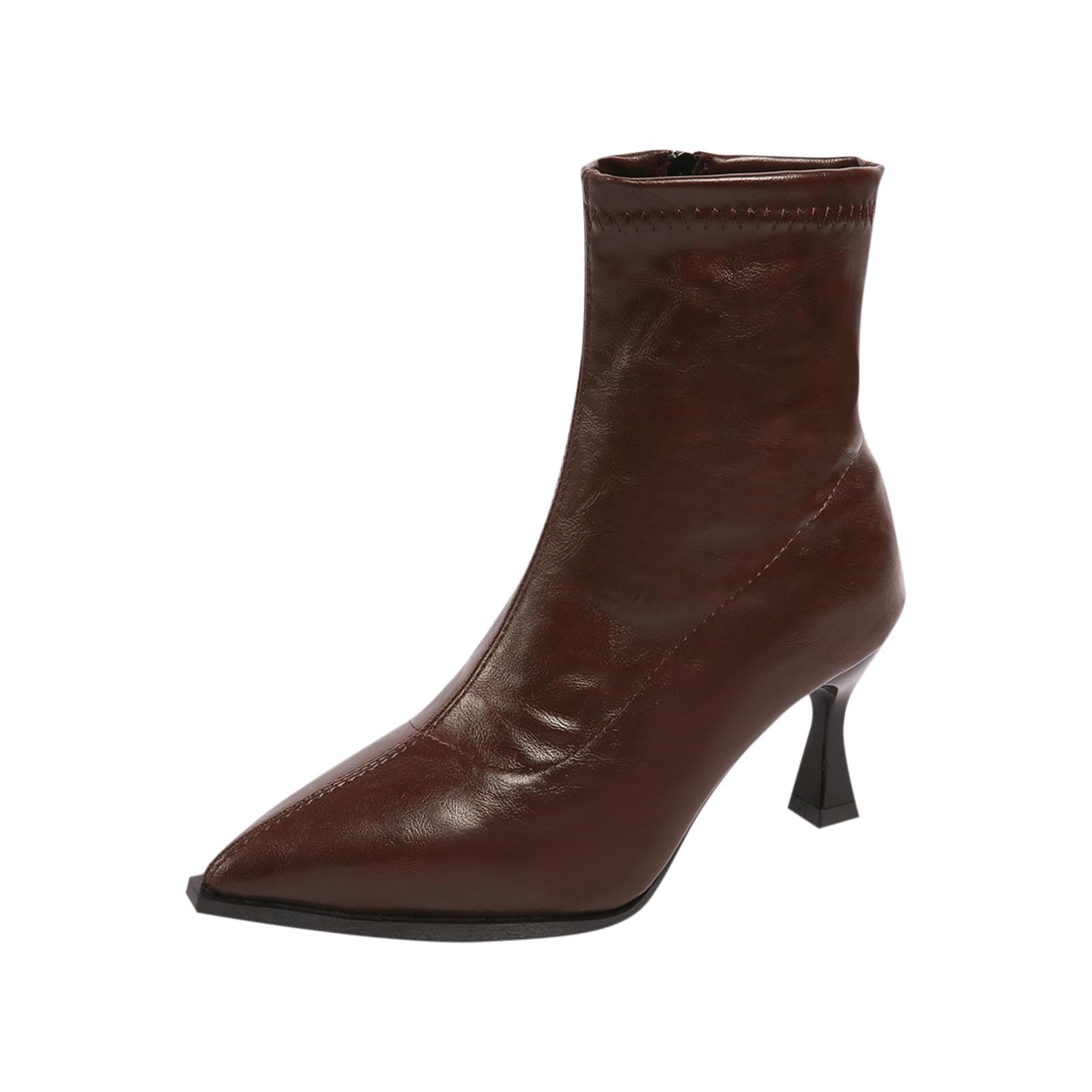 Faux Leather Boot for Women Stiletto High Heel Ankle Booties Side Zipper Pointed Toe Boots 2025 Elegant Fall