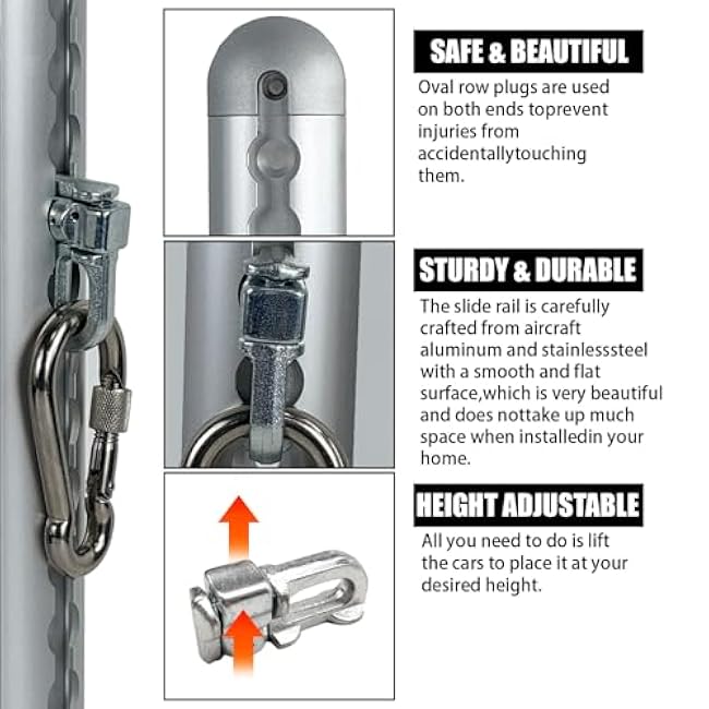 Adjustable Resistance Band Wall Anchor Set, Wall Mount Workout Anchors with Rails and Cars for Exercise Bands & Suspension Straps & Body Weight Straps & Strength Training & Home Workouts