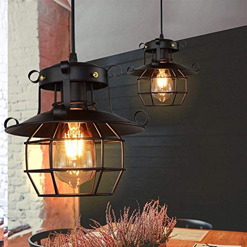 Lámpara de hierro industrial vintage colgante de una cabeza con vaso de vidrio decorativo 4