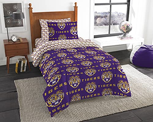 Parure de lit NCAA LSU Tigers literie Twin Rotary et linge de maison