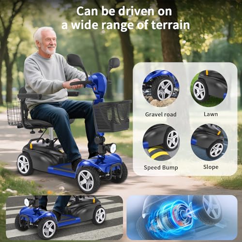 Image of Mobility Scooter for Seniors /Adults,20 /35 Miles up to 300lbs Capacity, 4 Wheels Mobility Scooters 350W 7MPH,USB Charging Detachable Lithium Battery with Rear Mirror