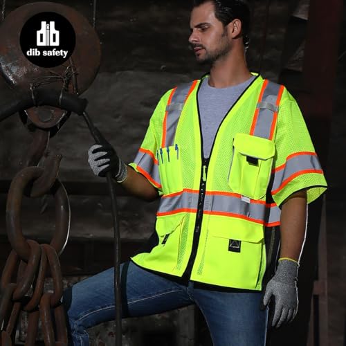 Dib Safety Reflective Mesh Vest ANSI Class 3, High Visibility with Pockets and Zipper, Made with 3M Reflective Tape, Yellow L by Dib Safety - Image 6