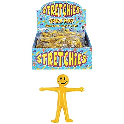 Stretchy Smile Men Party Bags Fillers Kids Toys Fun Gifts Yellow Elastic Man (Pack of 8) Cover