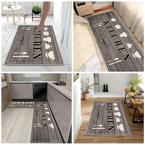 Kitchen Rugs Runner Set of 2 Anti Fatigue Kitchen Floor Mat for Home Decoration Office Waterproof Non Slip Kitchen Rug Set Comfort Standing Mats (Kitchenware-B, 43x75+43x150cm) - Image 6
