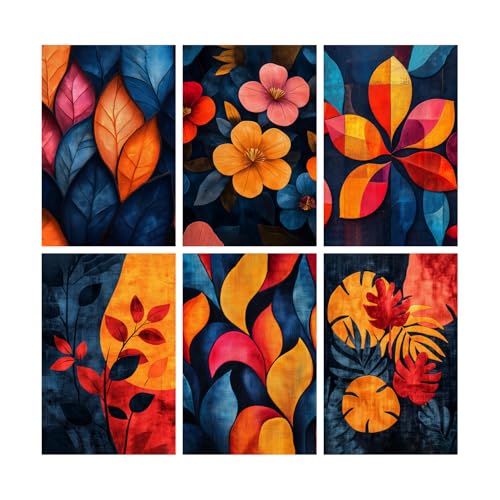 Image of SiddArtify Botanical Wall Art Prints Set - Abstract Floral Poster Decor for Living Room Bedroom Office - 12x18 inch Board Pack of 6