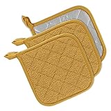 9. DII Basic Terry Collection Quilted 100% Cotton, Potholder, Honey Gold, 3 Piece