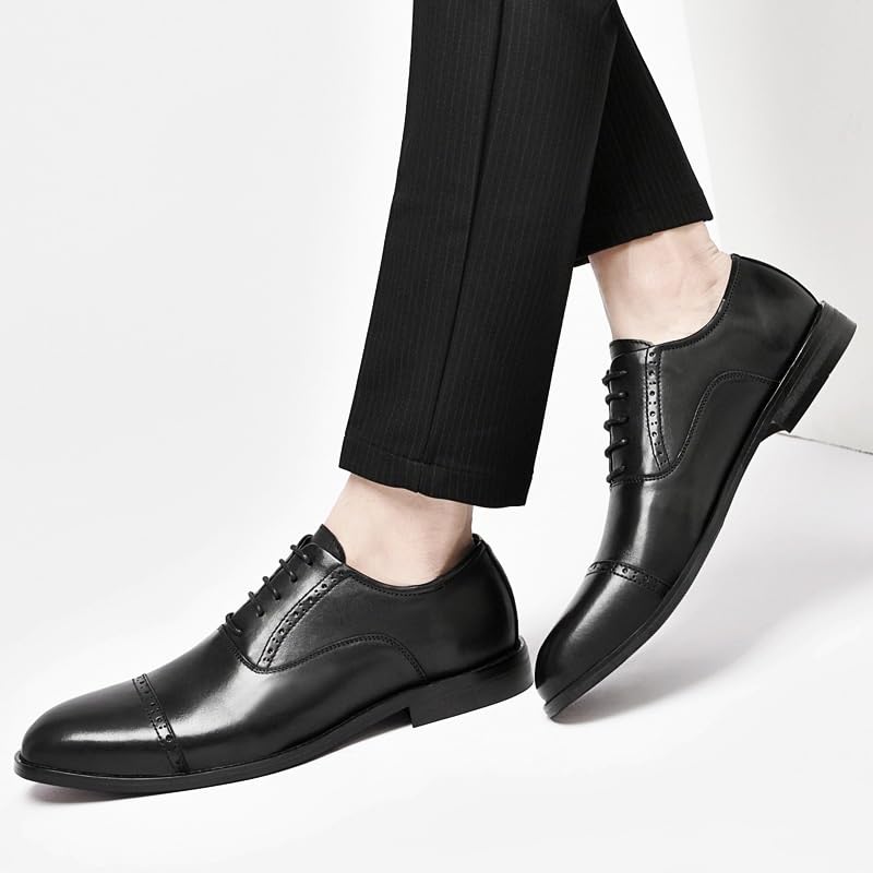 Mens Dress Oxford Shoes Leather Lace Up Round Toe Non Slip Office Business Classic Comfortable Formal Casual Slip Resistant2