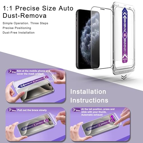 Image of 2-Pack Screen Protector Tempered Glass for iPhone 11 Pro and iPhone XS and iPhone X 5.8-Inch, Auto Dust Removal, No Bubbles, High Definition Clear, Easy Installation