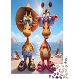 Cartoon Giraffe Beach Puzzle mit 60 Teilen Kinder Familie nan