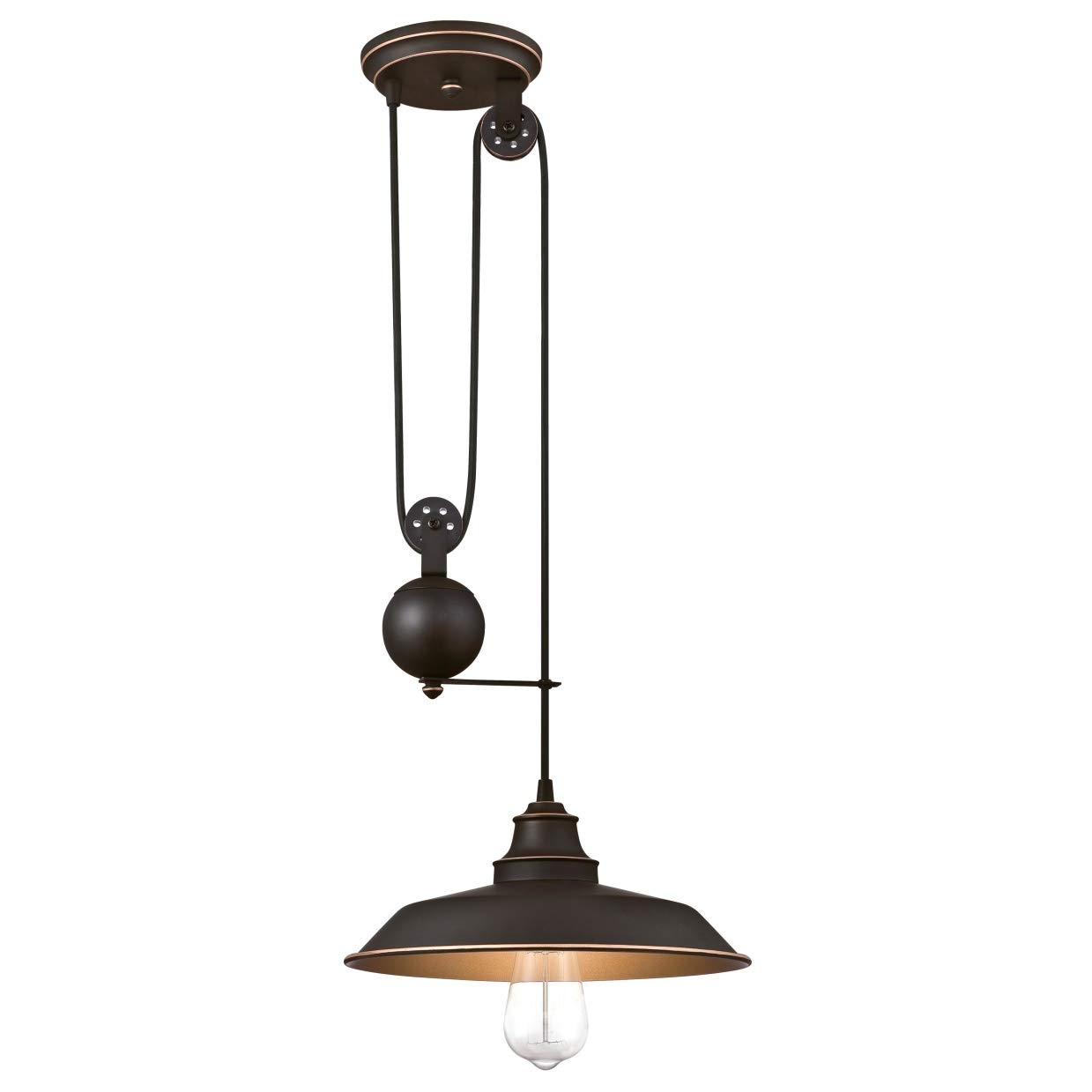 63632 Luminaire Suspendu d'Intérieur à Une Lampe, Finition Bronze Huilé avec Reflets