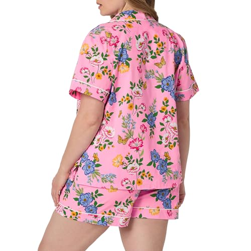 Image of Bed Head PJs Womens Matching Pajamas - Soft Organic Short Sleeve Button Down PJ Shirt & Shorts Set - Sleepwear & Loungewear