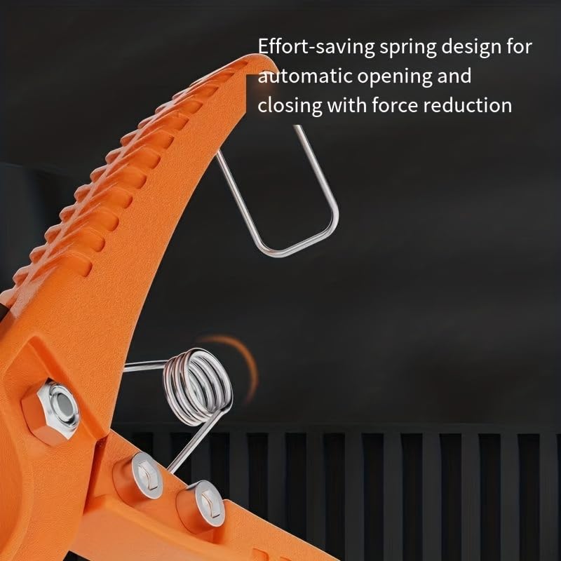 Image of Heavy-Duty Ratchet Pipe Cutter Compatible for PVC /PEX - Adjustable Tension Tool with Durable Plastic Body (orange)