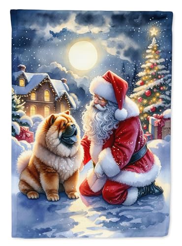 Caroline's Treasures DAC4096CHF Chow Chow and Santa Claus House Flag Large Porch Sleeve Pole Decorative Outside Yard Banner Artwork Wall Hanging, Polyester, House Size, Multicolor