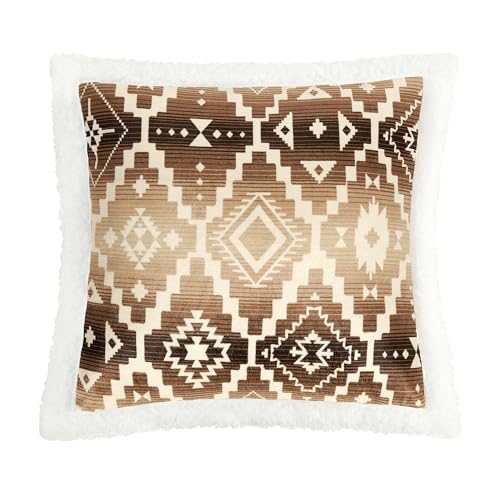 Image of Indigo Hill by HiEnd Accents Chalet 18x18 Brown Sherpa Throw Pillow