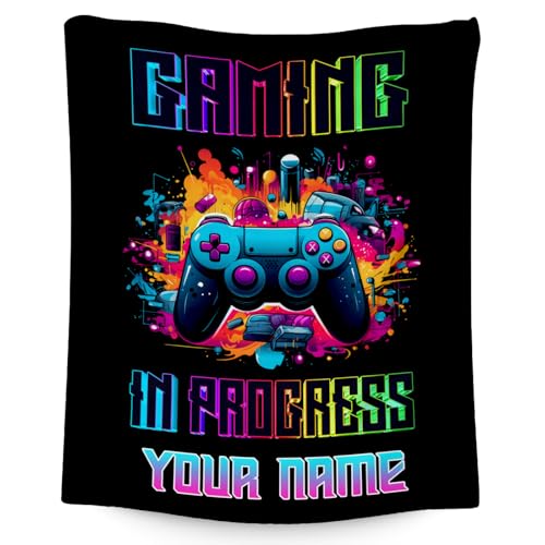 Boy Blanket - 50x60 Inches Custom Cool Gaming Throw for Boys, Girls - Black Soft Fuzzy Blankets for Bed, Couch & Travel