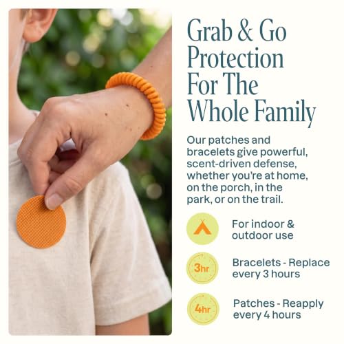 Image of Cliganic Mosquito Repellent Bracelet Stickers Pack for Kids & Adults Multi Color, Natural DEET-Free, Essential Oil Infused 20 Bands with 30 Patches, Citronella Scent