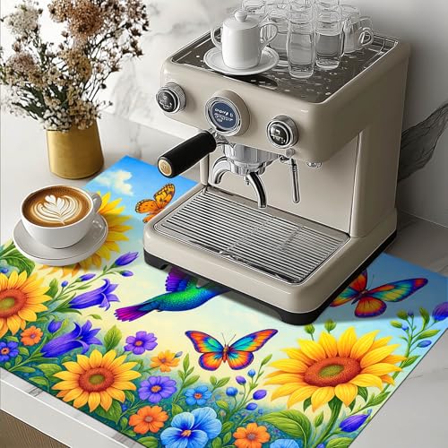 Image of HOMETITUTE Hummingbird Sunflower Stove Top Cover 28x20 Heat Resistant