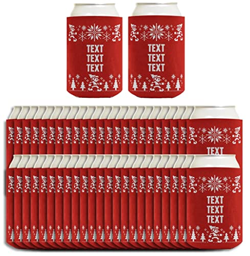 Christmas Themed Party Decorations 3 line Personalized Christmas Sweater Theme Elves 48Pack Personalized Can Coolie Drink