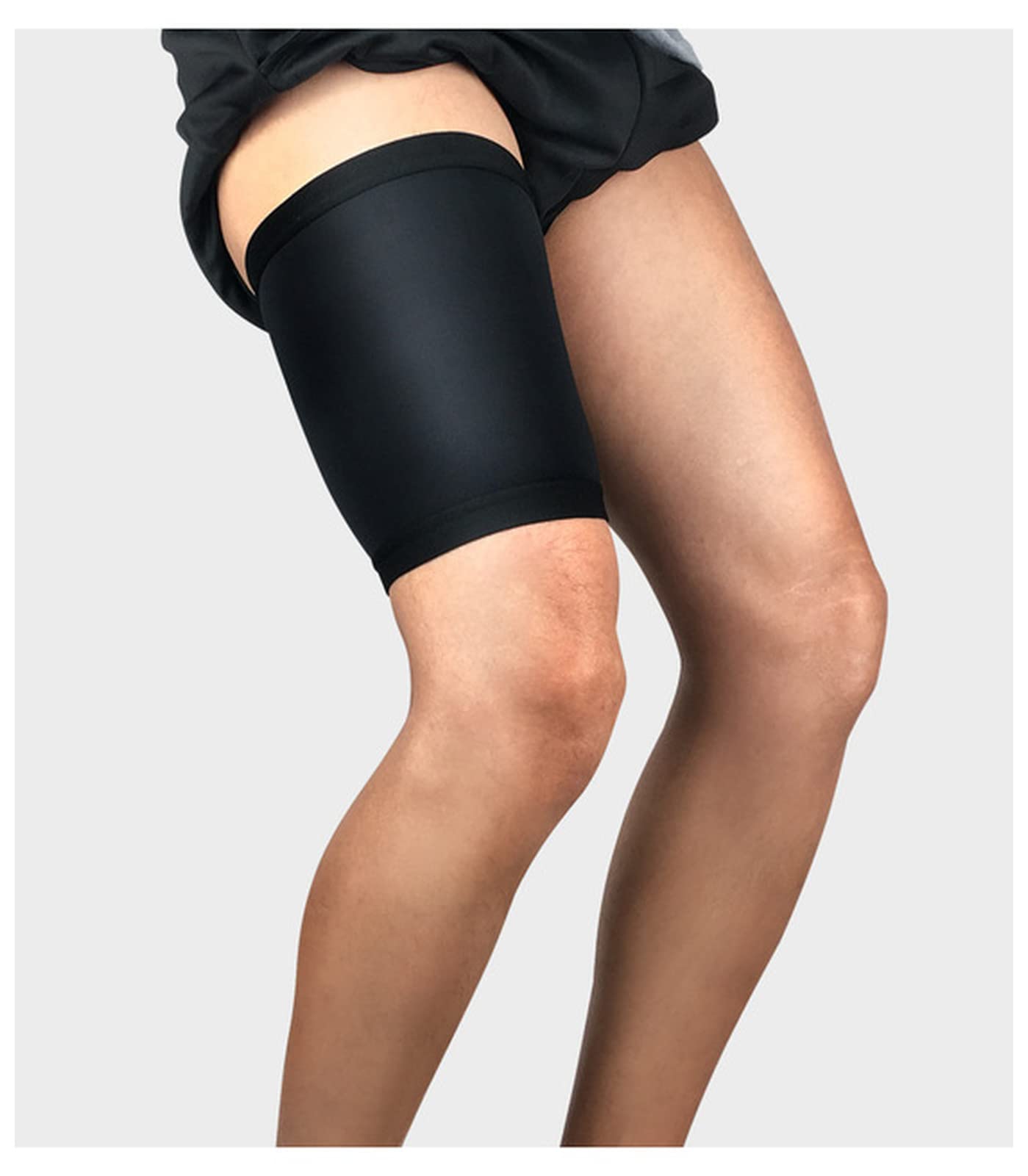 Compression Leg Sleeves, 1 Pair Thigh Guard Protector Pads Leg Support Compression Bandage Adjustable Sleeve Muscle Strain Pain Relief Sport(Noir,M)
