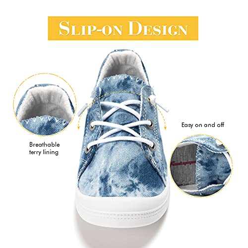 Image of FUNKYMONKEY Slip-On Canvas Sneakers for Women, Comfortable Lightweight Lace-Up Flat Casual Tennis Shoes Breathable Walking Shoes for Everyday Wear