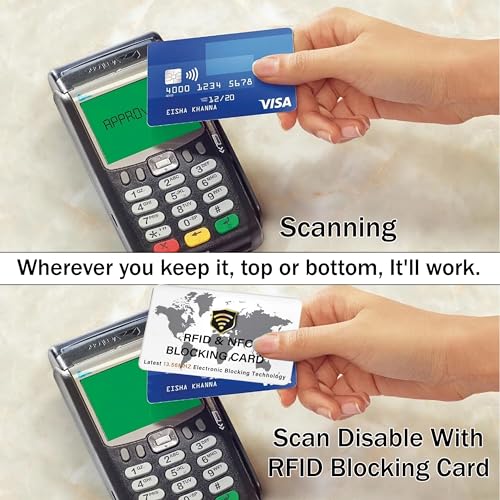 Image of SaiTech IT 5 Pack RFID Blocking Card, Slim Protector for Entire Wallet, Purse, and Debit Credit Cards from NFC Contactless Theft for Men & Women - World Map White