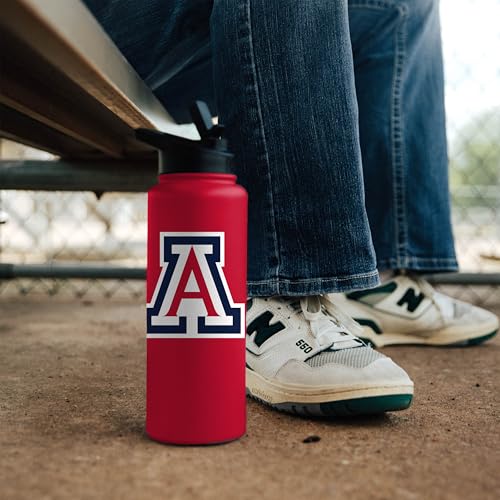 Image of Logo Brands NCAA Arizona Wildcats 34oz Logo Quencher Bottle - Double-Wall Insulated, Stainless Steel, No-Spill Lid, Easy Carry Handle