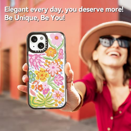 Coque compatible iPhone 13 durable antichoc 2 m Rosarnnah fleur de passion noire