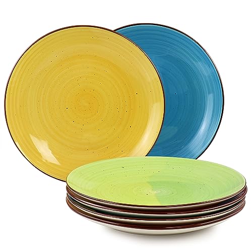Elama Sebastian Round Stoneware Dinnerware Plate Set in Assorted Colors (6 Piece)
