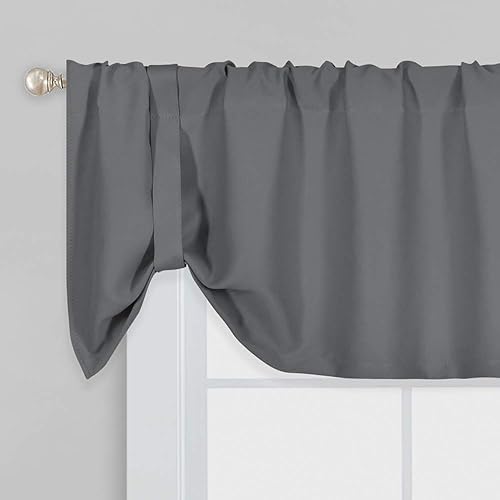 Miniatura 1 de DECOVSUN Cenefa de amarre para ventanas color aguamarina de 18 pulgadas de largo, cenefa recta ajustable para oscurecer la habitación, con bolsillo