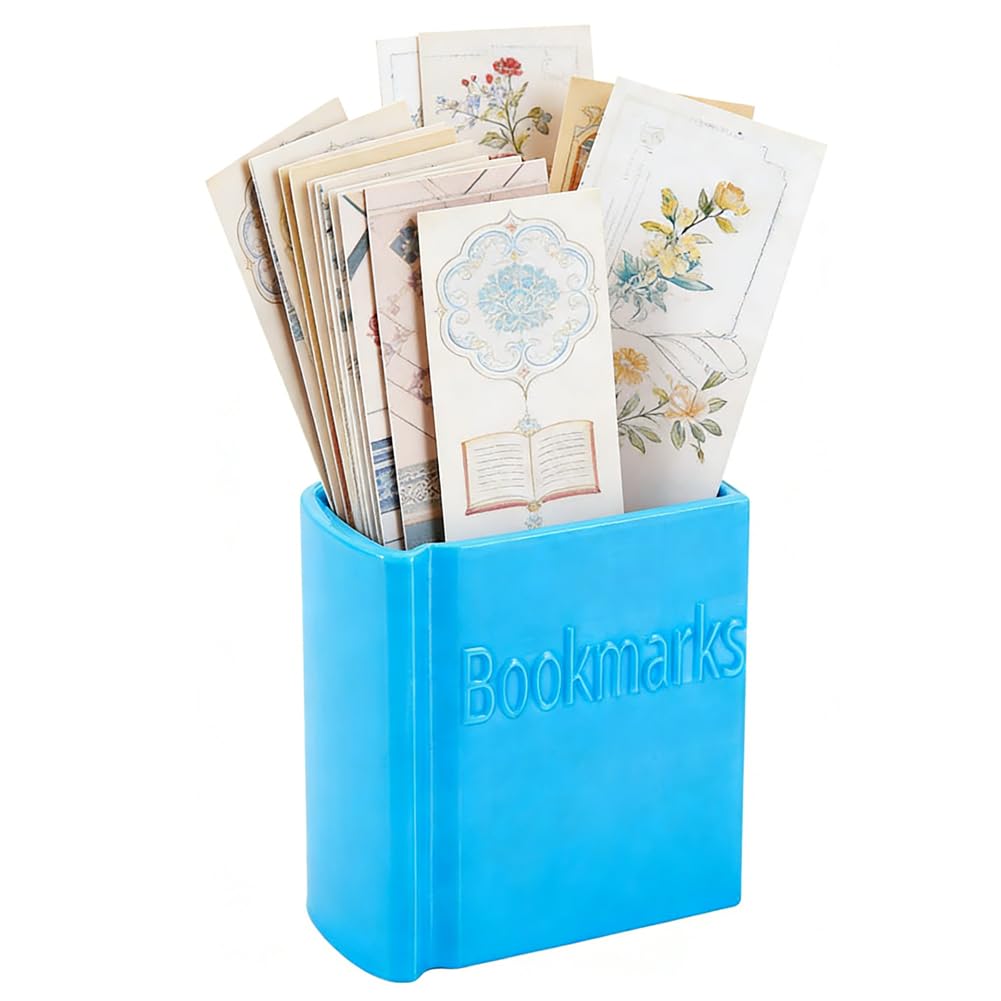 DICOSMETIC Book Shaped Bookmark Holder 3D Funny Bookmark Accessories Small Desk Storage Box Bookish Accessories Gifts for Book Lovers Creative Desk Decor for Home Office, Royal Blue