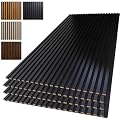 Yuzzy Wood Slat Wall Panel 4 Pack, 48" x 24" Acoustic Wall Panels for Interior Wall Decor and Noise Cancelling, Soundproof Wall Panels for Living Room, Bedroom, Office, Black