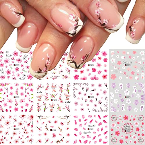 36 Pcs Flower Nail Art Stickers Decals Sunflower Cherry Blossoms Daisy Water Nail Decals Transfer Foils Nail Supply Watermark Floral For Women French Nail Design Decoration #TOP1