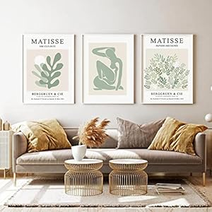 Salie Groene Matisse Bloem Blad Abstract Wall Art Canvas Schilderij Nordic Posters En Prints Muur Foto ‘S Voor Woonkamer Decor 50×70 cm-3 stuks Frameloze