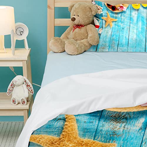 Housse de couette étoile de mer et parure de lit douce 3 pièces pour linge de maison marin