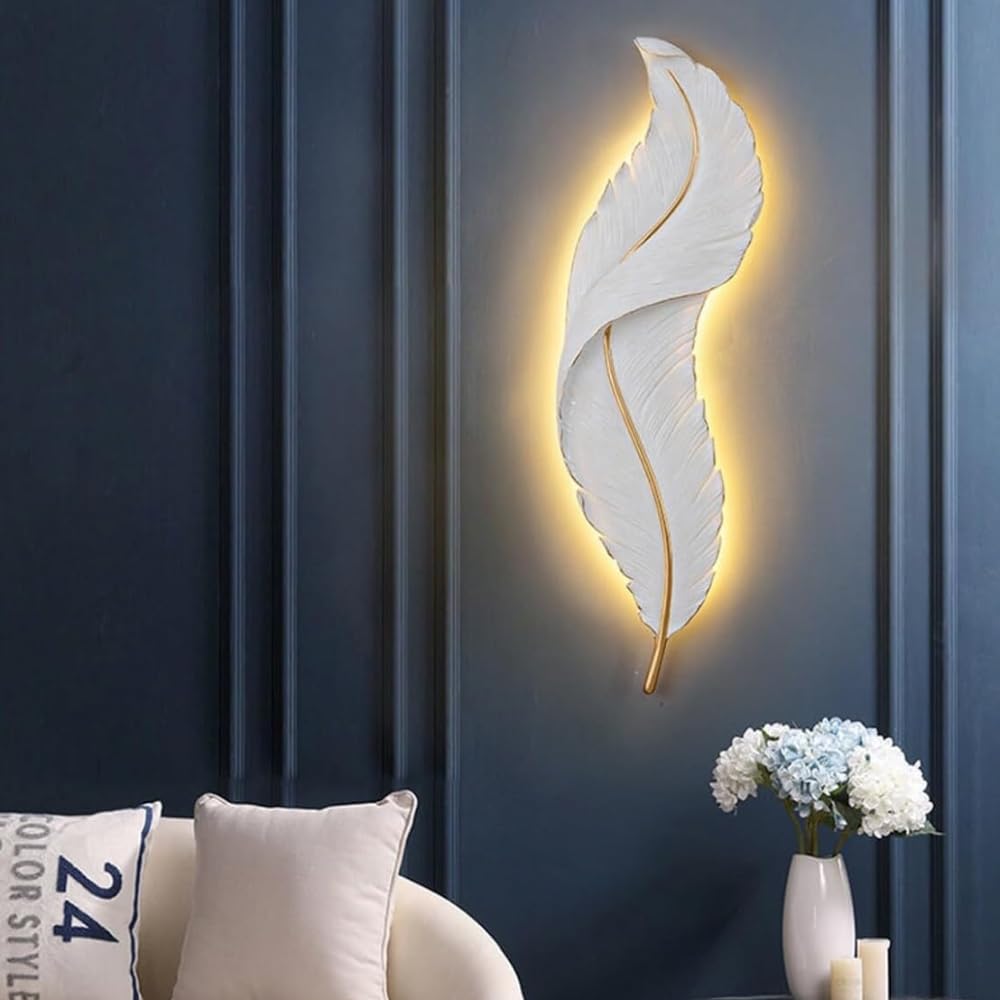 Radiant Glow Lighting Modern LED White Antique Mystic Wing Decorative Wall Light Fixture for Living Room, Bedroom, Dinning Area & Home Decor -600MM (Resin Body)