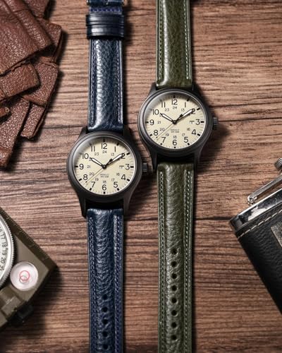 Image of Getalia Italian leather Watch Band Tuscany Natural Vegetable-Tanned Full Grain Genuine Leather,18mm 19mm 20mm 21mm 22mm Quick Release Replacement Watch Straps for Men and Women Thick and Soft
