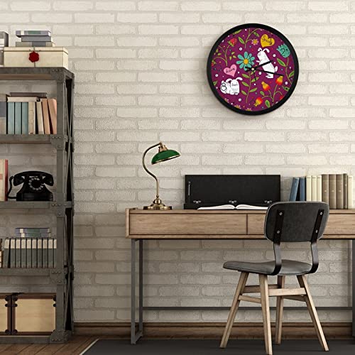 Pendule murale silencieuse 25.4cm horloge moderne fleurs lapin maison bureau