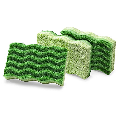 Libman Commercial 1076 Medium Duty Scrub Sponge, Cellulose, 4.5" x 3", Yellow and Green (Pack of 24 sponges) image 2